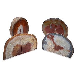 supplier direct nature's decorations agate bookends - a quality natural geode book ends with rubber bumpers for shelves, office, home decor - heavy duty cool stone bookend pair for decoration (2-3 lb) wholesale prices