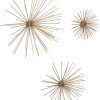 factory direct deco 79 metal starburst home wall decor 3d long spike wall sculpture, set of 3 wall art 6", 9", 12"w, gold volume discount
