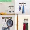 competitive pricing coat rack wall mounted with 4 hooks, round brown pattern decorative wall hooks for hanging hat, key, towel, purse, bag and robe, for entryway bathroom organizer hanger one-stop wholesale