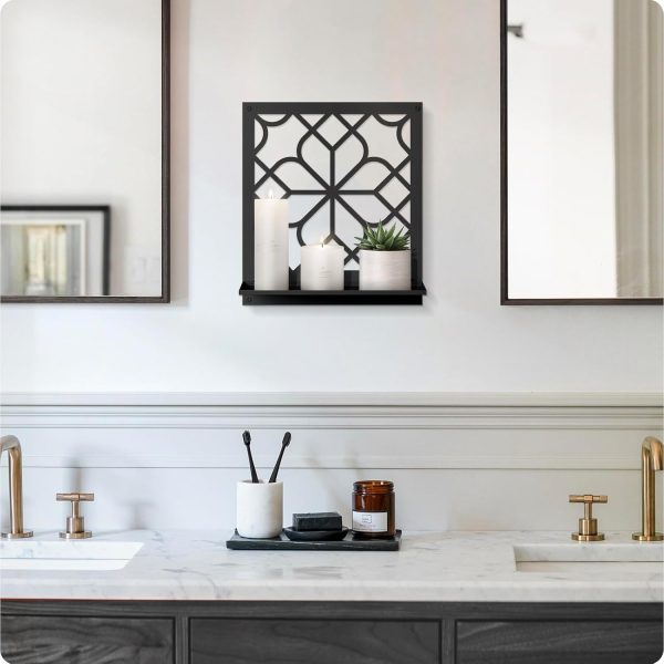 factory direct black metal wall decor, minimalist retro line wall art, metal wall candle holdert, farmhouse rustic bathroom wall art, aesthetics wall hanging for living room bedroom bathroom (2 pack, 11.8 x 13 in) volume discount