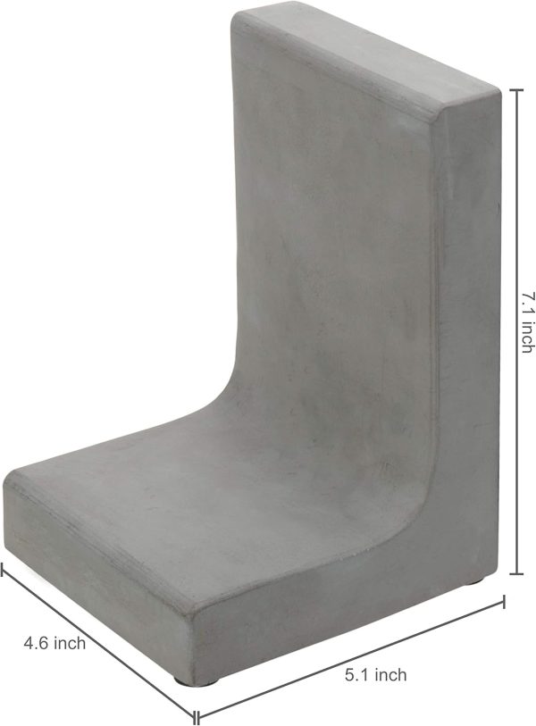 supplier direct mygift solid cement bookends for shelf in gray finish l-shaped decorative heavy duty non-skid book stopper for home office school, 1 pair wholesale prices