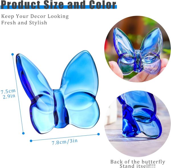 dropship from factory kanpura blue crystal butterfly figurine,flying butterfly figurine, glass butterfly ornament,crystal animal collectible for home decor mass production supply