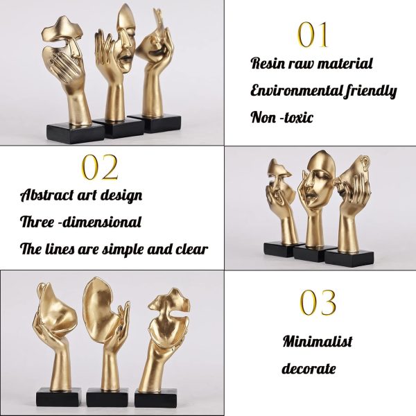 dropship from factory 3 pcs thinker small statue, golden black abstract art sculpture modern home decora shelf decor knick knacks desktop decor christmas tv stand decor new year gift (3 pcs gold) mass production supply