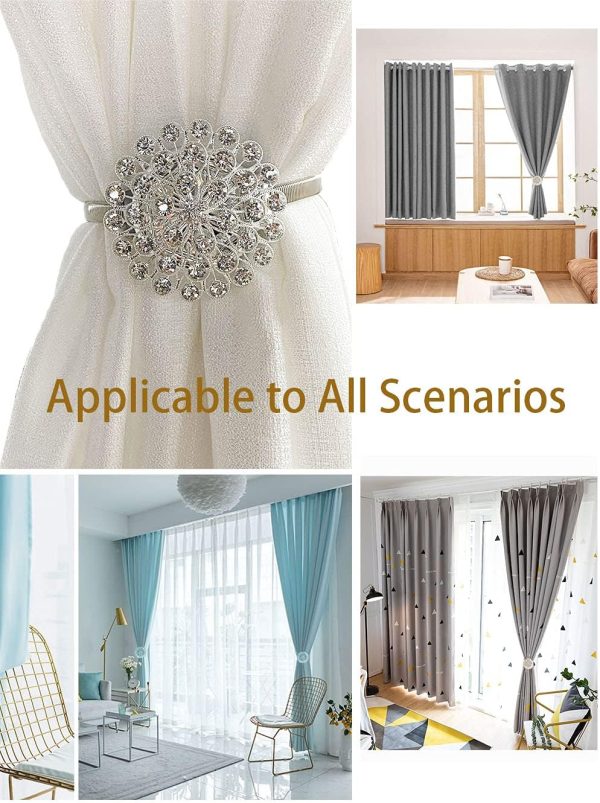 bulk purchase magnetic tiebacks for curtains, 2 pack sparkling crystal flower curtain tiebacks curtain buckle clips with high-elastic spring wire for home office decoration (white) factory discount
