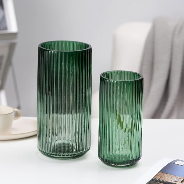 oem/odm services flower vase 7.5 inch green thickened glass vase for bookshelf,dinner table,indoor office desktop,meeting room,bathroom,countertop,home christmas day decoration affordable bulk deals