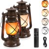 custom wholesale 2 pack vintage lantern flickering flame rechargeable led retro camping lights 4 modes remote control battery powered outdoor lamp hanging lanterns oem/odm services