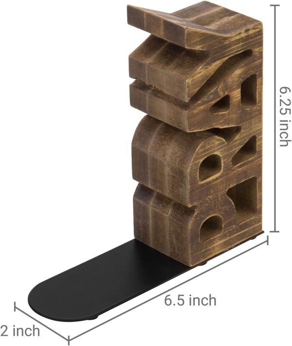 supplier direct mygift rustic burnt wood decorative bookends with read and pray carved block words, home office children's library book stand, 1 pair wholesale prices