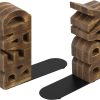 supplier direct mygift rustic burnt wood decorative bookends with read and pray carved block words, home office children's library book stand, 1 pair wholesale prices
