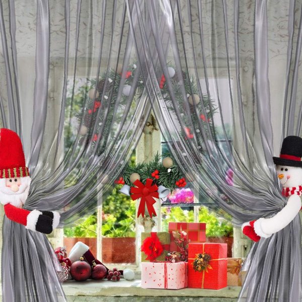 bulk purchase ogrmar 2 pack christmas curtain buckle doll santa & snowman creative curtain tieback hold back fastener,christmas wine bottle topper for xmas holiday home window decoration (red and white) factory discount