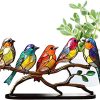 dropship from factory stained birds on branch desktop ornaments double sided metal flatness table art home room decoration suitable for office wine cooler decor(5 birds on a branch) mass production supply