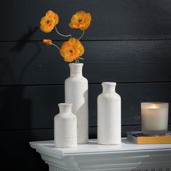 oem/odm services sullivans white ceramic vase set, farmhouse decor, home decorative vase, vases for your kitchen, bedroom, office, living room, bathroom, & shelf centerpiece table decorations (cm2333) affordable bulk deals