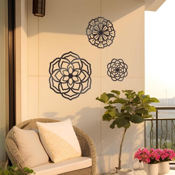 factory direct zzbakress 3 pcs metal flowers wall decor black wall decor metal flower art farmhouse wall decor multiple flowers hanging decor for bathroom living room kitchen garden office (black retro) volume discount