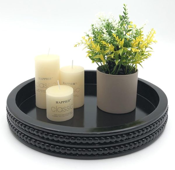 wholesale direct carah & cossh round wooden tray, black round decorative wood tray, round modern decorative tray, perfect for storage and display (black) bulk purchase at factory prices