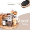 wholesale direct wood lazy susan organizer kitchen turntable for cabinet farmhouse bathroom decor round decorative tray for vanity, counter, sink, coffee table, 10 inch, brown bulk purchase at factory prices