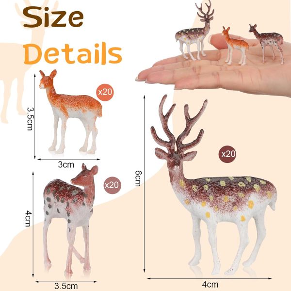 dropship from factory soaoo 60 pcs small deer toys figurines deer cake toppers mini forest animals figures christmas woodland creatures animal plastic woodland cake decorations for birthday wedding party mass production supply