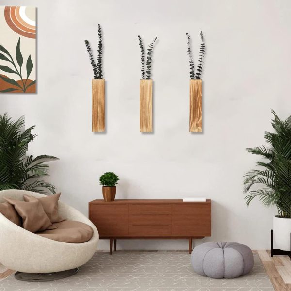 bulk purchase wood wall planters modern decor for livingroom bedroom bathroom contemporary wooden wall planter versatile wood home decor for dried flowers and faux greenery plants (3 pack，brown) trade price