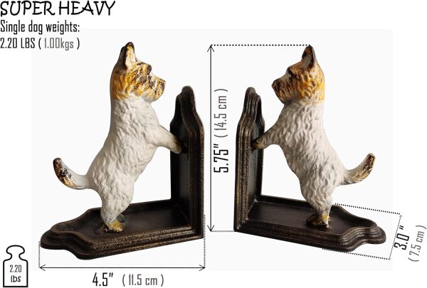 supplier direct decorative bookends - cast iron dogs sculptural bookend pair - heavy duty dog statue, vintage shelf décor wholesale prices