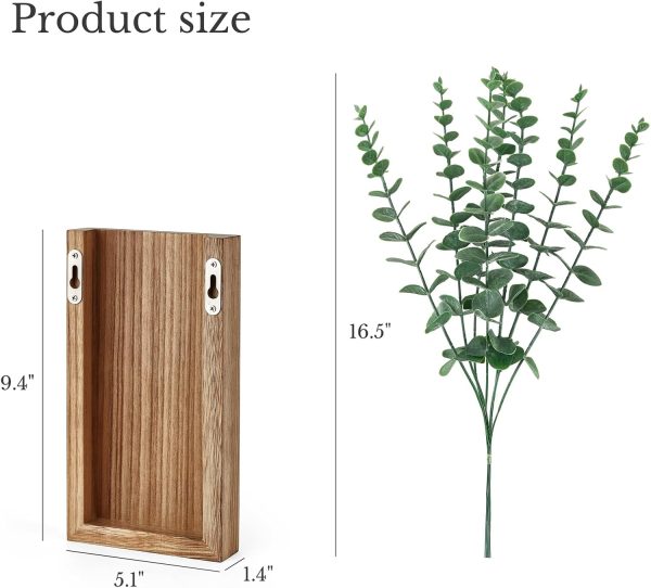 bulk purchase dahey 2 pack wood wall planter vase with artificial eucalyptus farmhouse wall hanging decor pocket planter for indoor fake plants greenery flowers, livingroom bedroom kitchen home office decoration trade price
