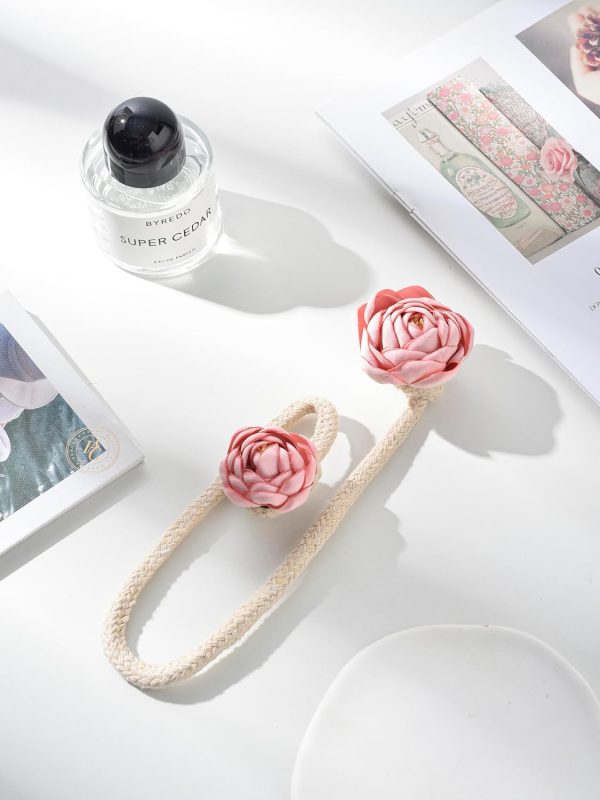 bulk purchase suq i ome 2 pieces of handmade artificial flower curtain holdbacks clips window drape twist tie backs for women, girls bedroom decorative draperies holdbacks (pink) factory discount