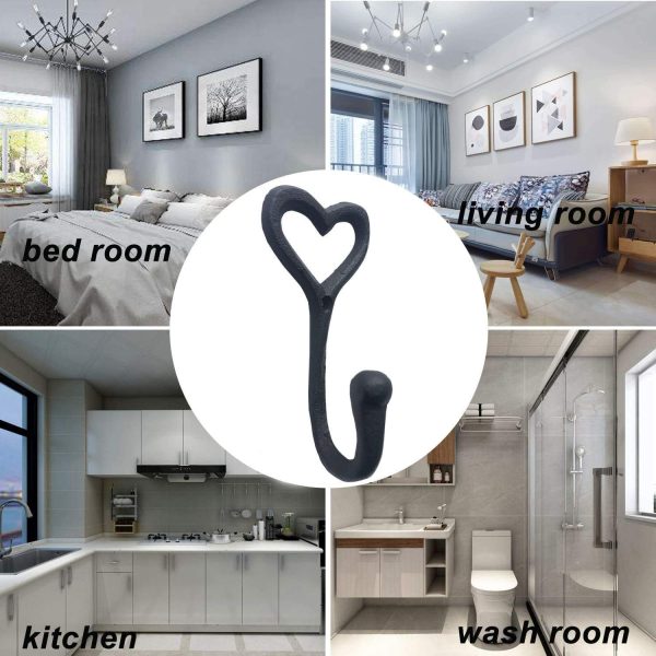 competitive pricing selpont ative wall hooks coat towel hook, 2 pcs key bag hanger coat hooks cast iron vintage holder love heart shape home decor, bath kitchen garage hanging scarf cap cup hat purse robes hook one-stop wholesale