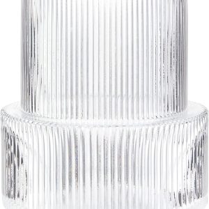 oem/odm services glass vase, ribbed vase, flower vase, fluted glass vase, clear vase, ribbed glass vase for flowers, modern vase for living room, dining table, entryway, shelf, wedding, office, 7.5 inches affordable bulk deals