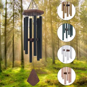 producer to buyer wind chimes outdoor deep tone, wind chime outdoor sympathy wind-chime with 6 tuned tubes, elegant chime for garden patio black windchimes discounted pricing