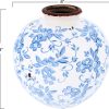 oem/odm services creative co-op df2720 8" h terracotta floral transferware pattern & crackle finish vase, blue affordable bulk deals