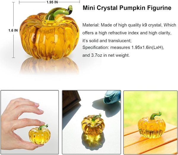 dropship from factory longwin mini crystal pumpkin collectible figurines glass pumpkin figurine paperweight tabletop decorative ornaments for fall harvest thanksgiving halloween home decor ornaments mass production supply