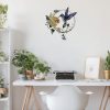 factory direct zoihet round metal bird wall art decor - hummingbird wall art silhouette for your patio, garden, and fence art decor, bird wall silhouette indoor and outdoor hanging (yellow) volume discount