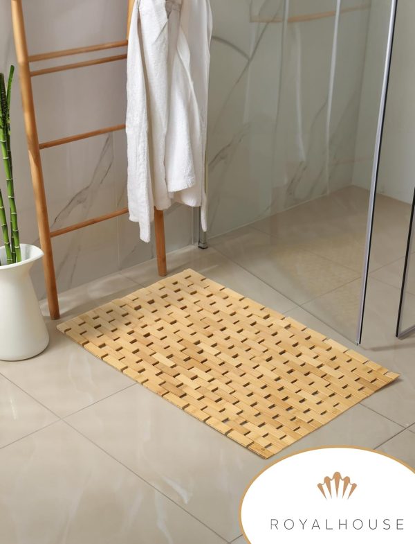manufacturer direct royalhouse bamboo bath mat 16 x 27 inches (w x l), bathroom shower and tub mats, accessories for bathroom sauna spa tub and outdoor 27.5" x 16" trade price