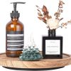 wholesale direct wood lazy susan organizer kitchen turntable for cabinet farmhouse bathroom decor round decorative tray for vanity, counter, sink, coffee table, 10 inch, brown bulk purchase at factory prices