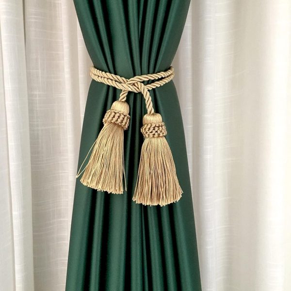 bulk purchase fenghuangwu 2 pack curtain tiebacks handmade decorative curtain holdbacks rope with tassel- gold factory discount