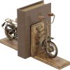 supplier direct deco 79 vintage wood bookends metal cycle pr h-26778, 7"w, 9"h, brass wholesale prices