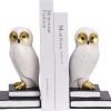 supplier direct book ends for shelves, owl decorative bookends bronze bird book stopper unique kids book holders with anti-slip base luxurious bookends for kids rooms office home decor(white) wholesale prices