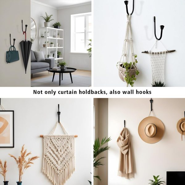 bulk purchase ohtomber 2pcs black curtain holdbacks - metal decorative curtain hooks for drapes, curtain tiebacks clips wall mounted curtain tie holders, curtain pull backs drapery hooks with screw for wall factory discount