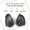 supplier direct nature's decorations agate bookends - a quality natural geode book ends with rubber bumpers for shelves, office, home decor - heavy duty cool stone bookend pair for decoration (2-3 lb) wholesale prices