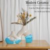 dropship from factory cemabt white ceramic vase set of 2 for modern minimalist bohemian decor，round matte donut vases for pampas grass-perfect for living room, dining table, office bedroom shelf decor entryway, console mass production supply