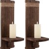 bulk purchase 2pcs rustic wall hanging candle sconces- farmhouse wall mounted wooden candle holders for flower vase- handmade hanging wall sconces for bedroom living room kitchen bathroom (brown) trade price