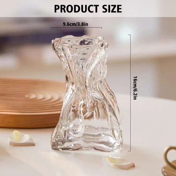 oem/odm services 6 inch small glass flower vase, irregular clear flower vases for centerpiece table indoor desk decor, modern art decorative vase for home office wedding bookshelf housewarming gift affordable bulk deals