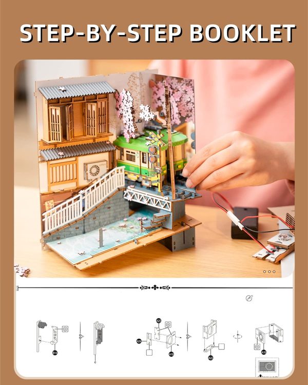 supplier direct rolife led book nook kit-decorative bookend stand-3d wooden puzzle for adults-bookshelf insert booknook-room decor for teen girls boys women men wholesale prices