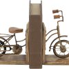 supplier direct deco 79 vintage wood bookends metal cycle pr h-26778, 7"w, 9"h, brass wholesale prices