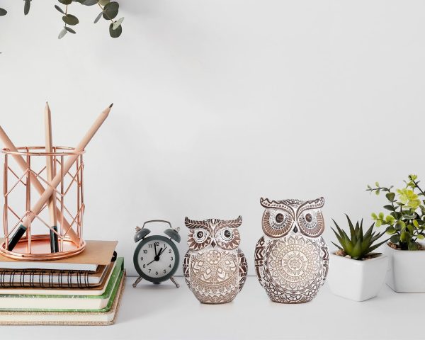 dropship from factory adorable owl figurine for shelf or tray - cute chubby owl figurine boho decor for shelf desktop cabinet fireplace mantel bathroom decor accents mass production supply
