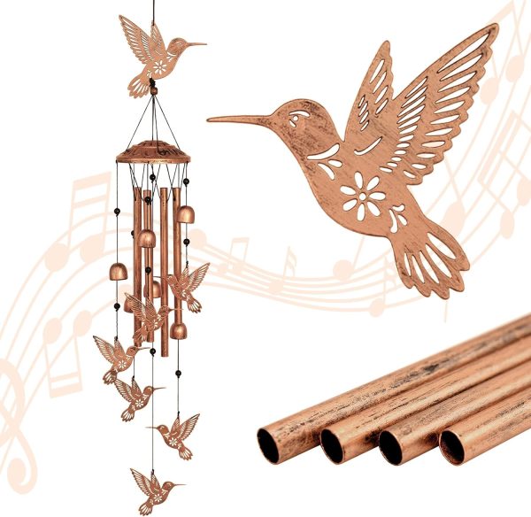 producer to buyer hummingbird wind chimes for outside,metal windchimes,hummingbird gifts for women/men,wind chime garden decor outdoor,memorial/housewarming/birthday/festival gifts,front yard decor discounted pricing