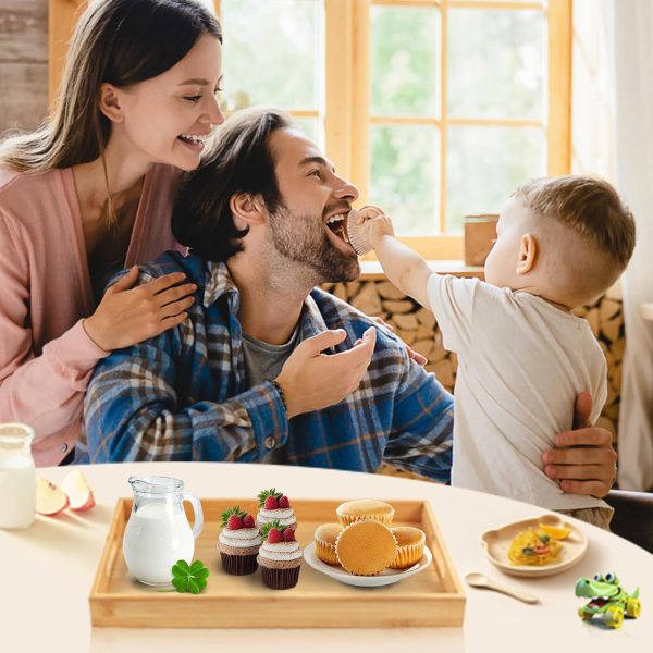 wholesale direct serving tray with handles, bamboo breakfast tray wooden trays decorative serving platter for eating, working, storing, used in bedroom, kitchen, living room, bathroom, hospital and outdoors bulk purchase at factory prices