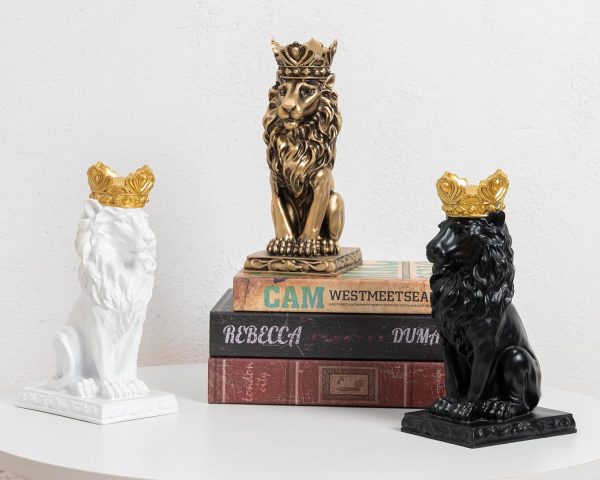 dropship from factory lion statue decor 9 inch resin, cool lion stuff to put on shelves, antique gold decor accent crown lion statue man home office desk table shelf decoration, men father leo lion gift mass production supply