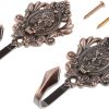 competitive pricing 2pcs wall hooks red copper rose pattern carved vintage drapery clothes key hook bathroom bedroom multi-function decorative hook with screws one-stop wholesale