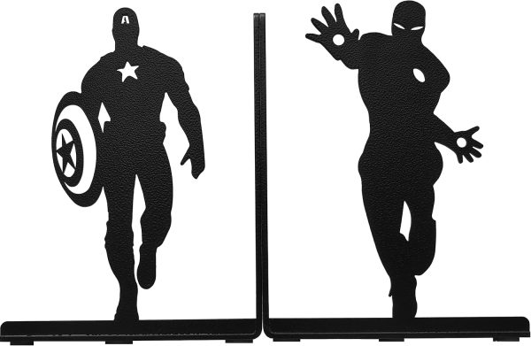 supplier direct superhero bookends | decorative bookends for shelves | non-skid book holders for shelves, table | unique home/office decor | heavy bookends| metal book ends| 7x5.5x4 inches each wholesale prices