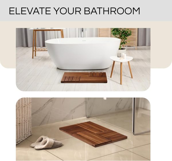 manufacturer direct acacia wood bath mat 23.8” x 15.3”, wooden shower mat for bathroom, footmat, standmat for multipurpose, non-slip floor mat for indoor, outdoor uses (walnut) trade price