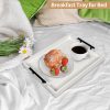 wholesale direct coffee table tray - large ottoman tray for living room - wood serving tray with handles(2 sets) - wooden tray for coffee table, 4 round coasters included, white bulk purchase at factory prices
