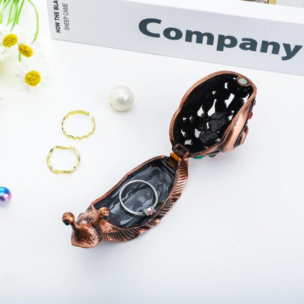 dropship from factory yu feng crystals bejeweled trinket box hand-painted brown snail animal figurine hinged jewelry box collectible for women mass production supply